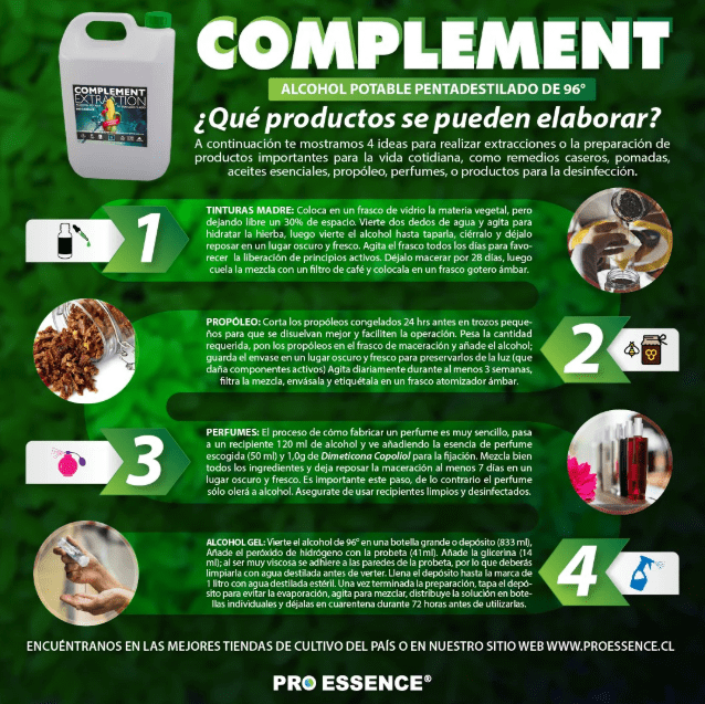 ALCOHOL 96° PENTADESTILADO COMPLEMENT 1L - PRO ESSENCE2