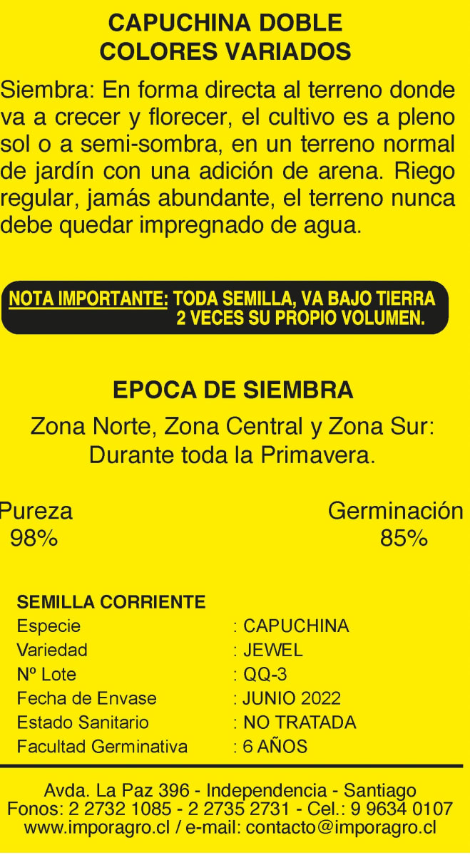 CAPUCHINA DOBLE - COLORES VARIADOS ESPUELA DE GALÁN1