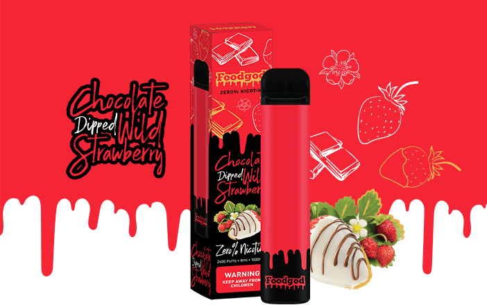 VAPE FOODGOD CHOCOLATE WILD STRAWBERRY 0% NIC 2400 PUFFS 1