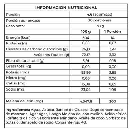MELENA DE LEÓN - 60 GOMITAS - SABOR ARANDANO2