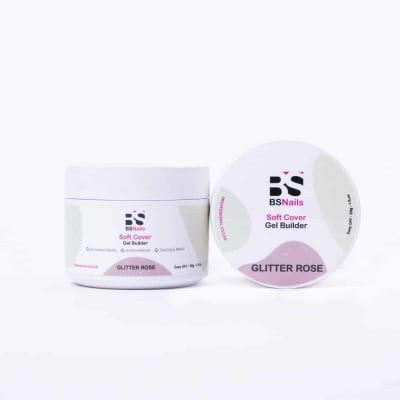 BSNAILS Gel Builder Soft Cover Autonivelante – GLITTER ROSE – Pote de 30 ML