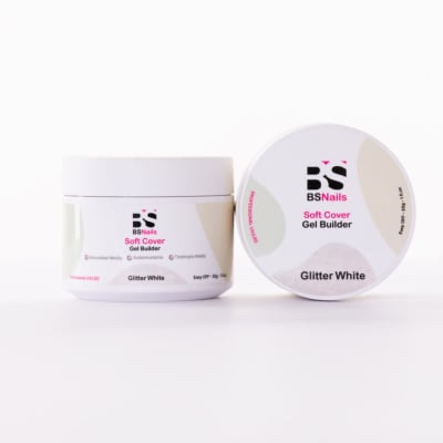 BSNAILS Gel Builder Soft Cover Autonivelante GLITTER WHITE 30 ML1