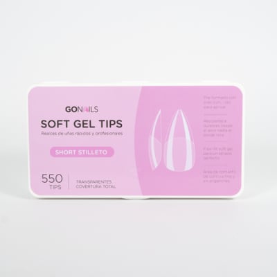 GoNails Soft Gel tips - Short Stiletto (Pre-limados) (550 unidades)