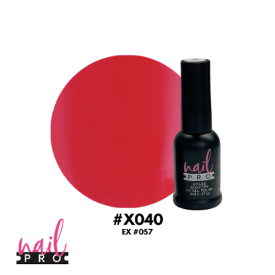 NAIL PRO Esmalte Permanente 8 ml X040 (ex057) Rojo Coral fluor1