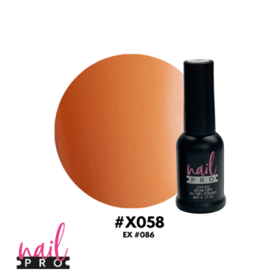 NAIL PRO Esmalte Permanente 8 ml X058 (ex086) Naranjo Pastel Fluor1