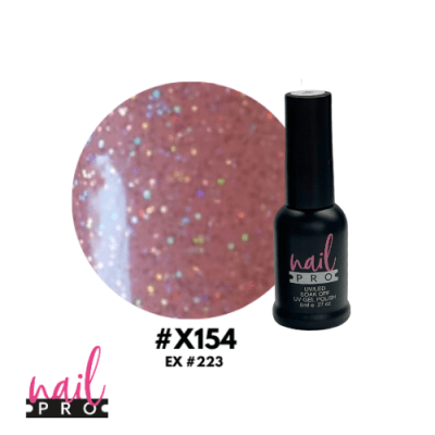 NAIL PRO Esmalte Permanente 8 ml X154 (ex223) Rosado pastel micro glitter1