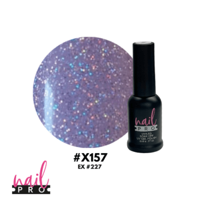 NAIL PRO Esmalte Permanente 8 ml X157 (ex227) Morado pastel con micro glitter1