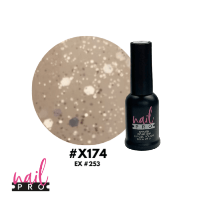 NAIL PRO Esmalte Permanente 8 ml X174 (ex253) Glitter Traslúcido silver1