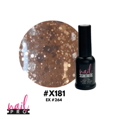 NAIL PRO Esmalte Permanente 8 ml X181 (ex264) Glitter dorado1