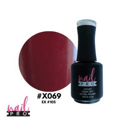 NAIL PRO Esmalte Permanente X069 Rojo Guinda