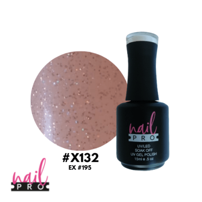 NAIL PRO Esmalte Permanente X132 Rosa traslúcido micro glitter