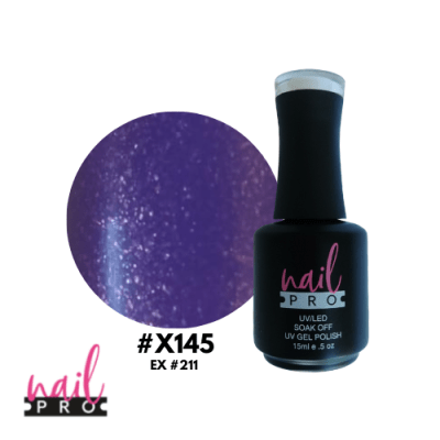 NAIL PRO Esmalte Permanente X145 Morado micro glitter
