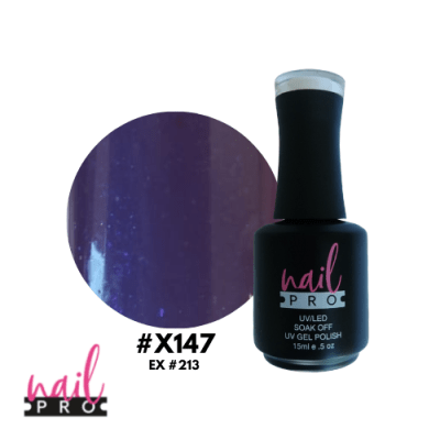 NAIL PRO Esmalte Permanente X147 Morado Microglitter azul
