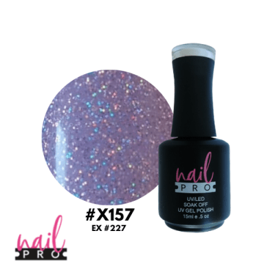 NAIL PRO Esmalte Permanente X157 Morado pastel con micro glitter