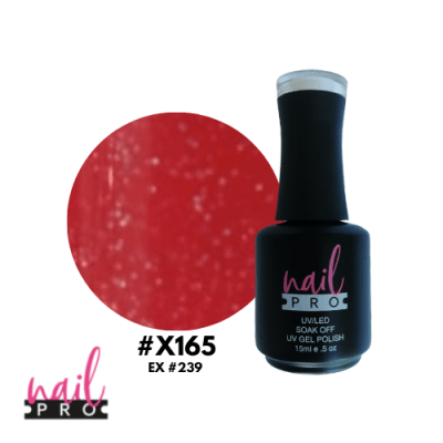 NAIL PRO Esmalte Permanente X165 Rojo glitter