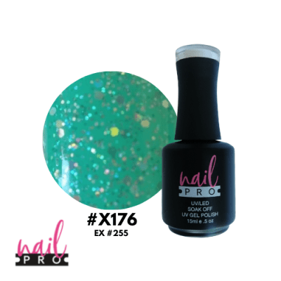 NAIL PRO Esmalte Permanente X176 Menta glitter1