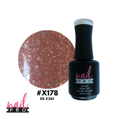 NAIL PRO Esmalte Permanente X178 Café claro con glitter