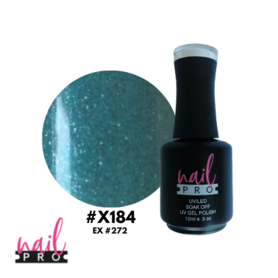 NAIL PRO Esmalte Permanente X184 Verde Turquesa microglitter1