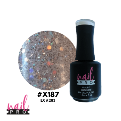 NAIL PRO Esmalte Permanente X187 Gris glitter holo1
