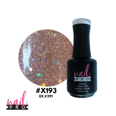 NAIL PRO Esmalte Permanente X193 Champagne Rosa con glitter1
