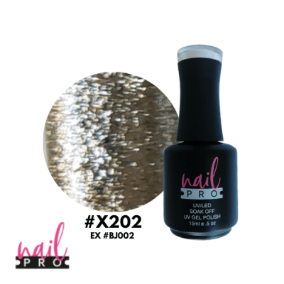 NAIL PRO Esmalte Permanente X202 Dorado glitter intenso