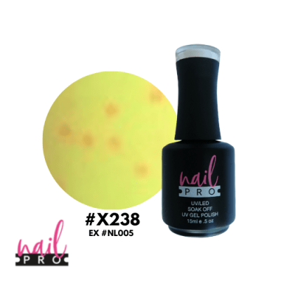 NAIL PRO Esmalte Permanente X238 Amarillo manchitas naranjas