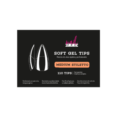 NAIL PRO TIPS SOFT GEL MEDIUM STILETTO 110U (PRE-LIMADOS)