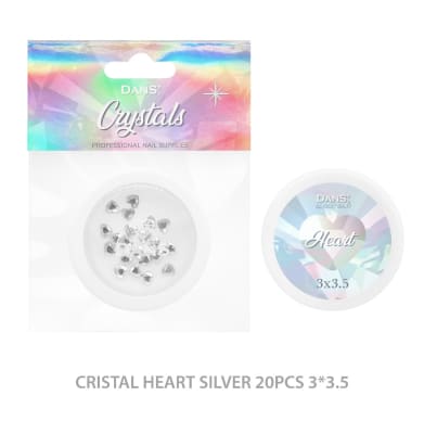 DANS Cristal Heart SILVER 20pcs 3*3.5