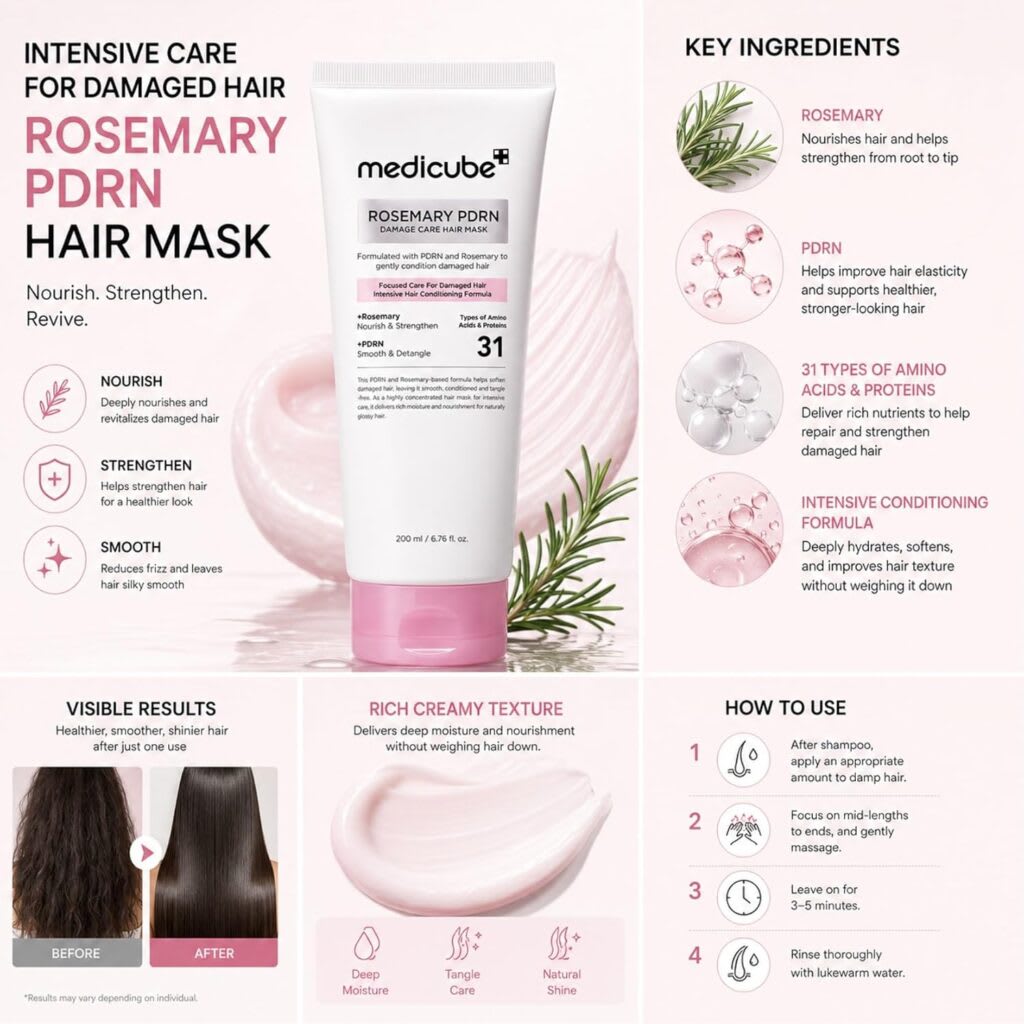 MEDICUBE Rosemary PDRN Damage Care Hair Mask – Mascarilla Capilar 200ml4