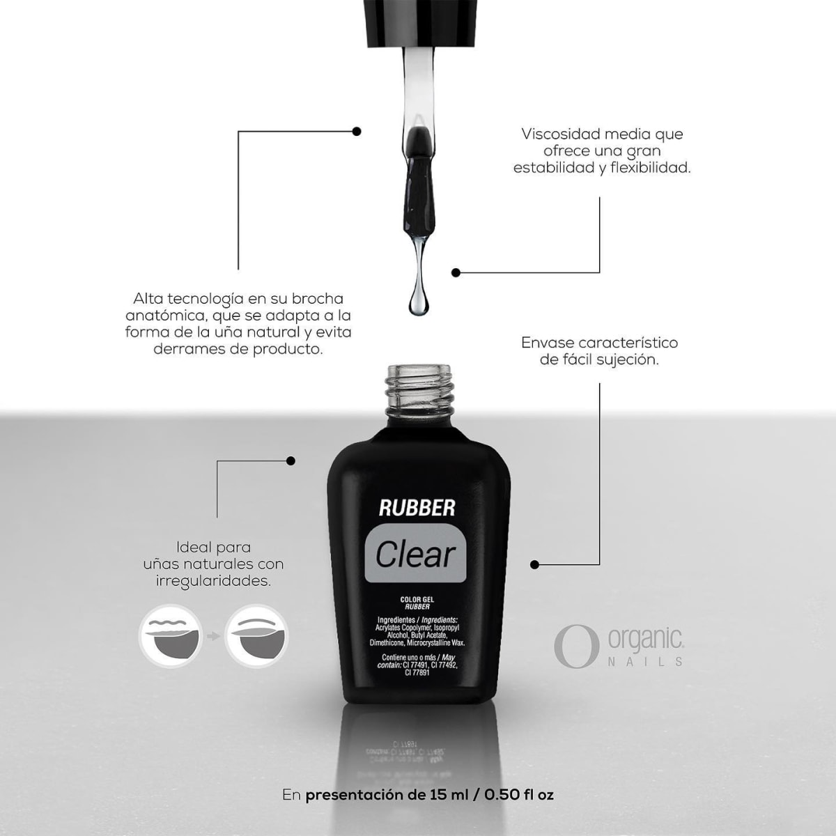 Base Rubber CLEAR ORGANIC NAILS 15ml2