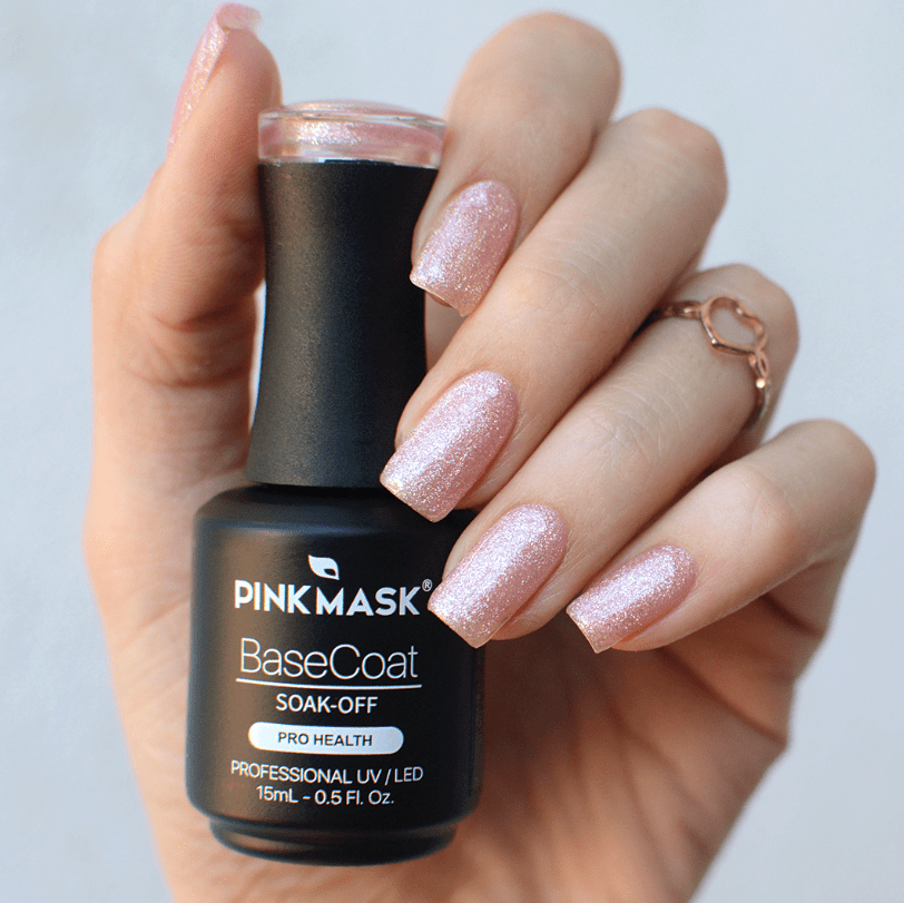 Rubber Base Coat - Sparkly Charm PINK MASK2