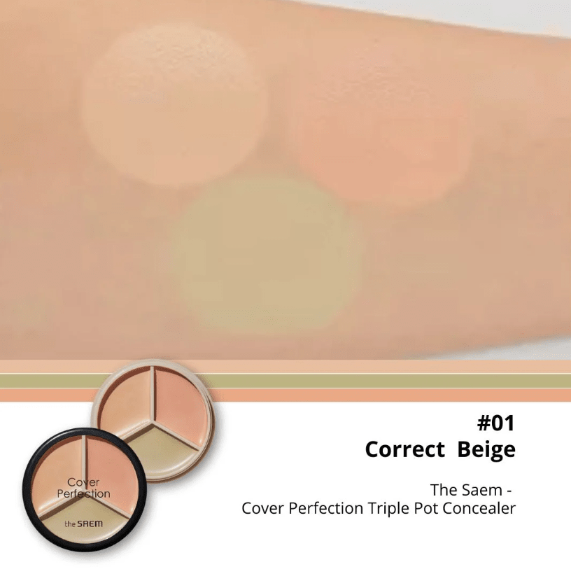 The Saem Corrector Cover Perfection Triple Pot Concealer 01 CORRECT BEIGE 0