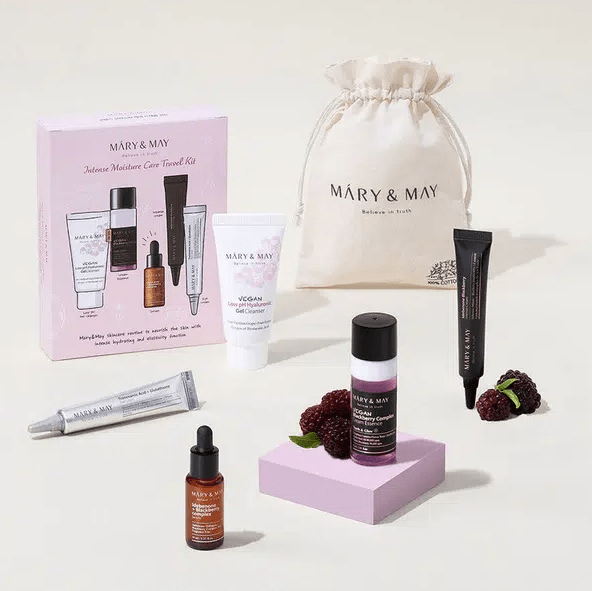 MARY&MAY Intense Moisture Care Travel Kit – 5 piezas Mini Talla Caja Rosada2