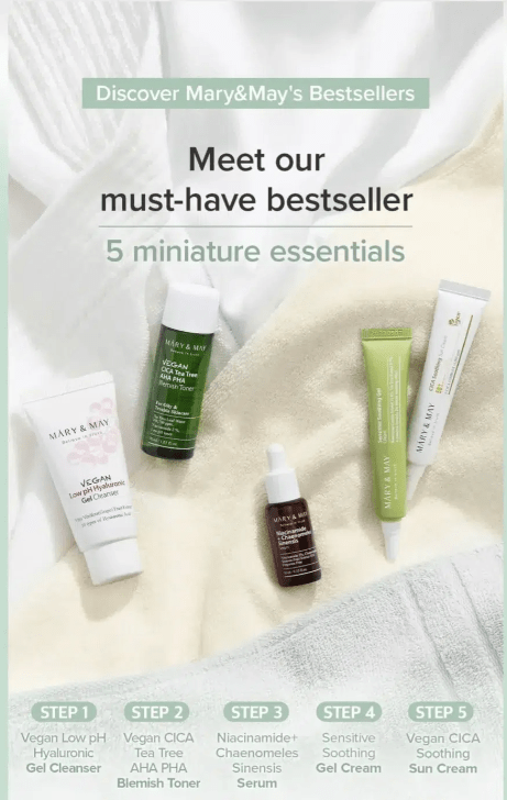 MARY&MAY Soothing Trouble Care Travel Kit - 5 piezas Mini Talla Caja Verde2