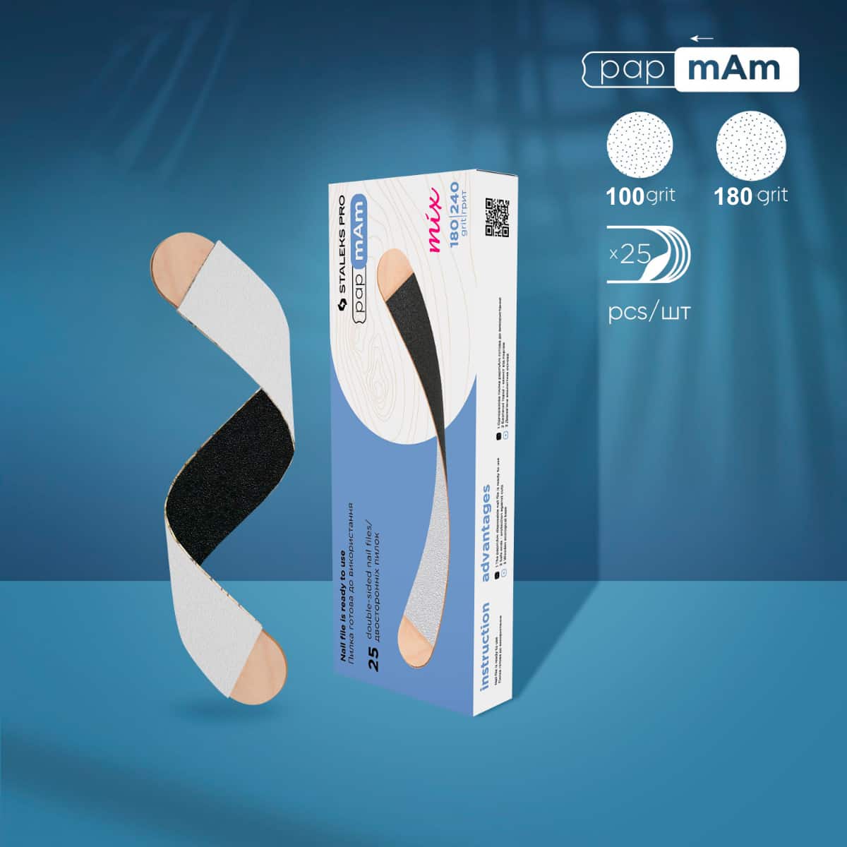 Staleks Pro Limas Expert papmAm Mix (doble cara) con Bases de Madera (25u) - Grit 100/180 0