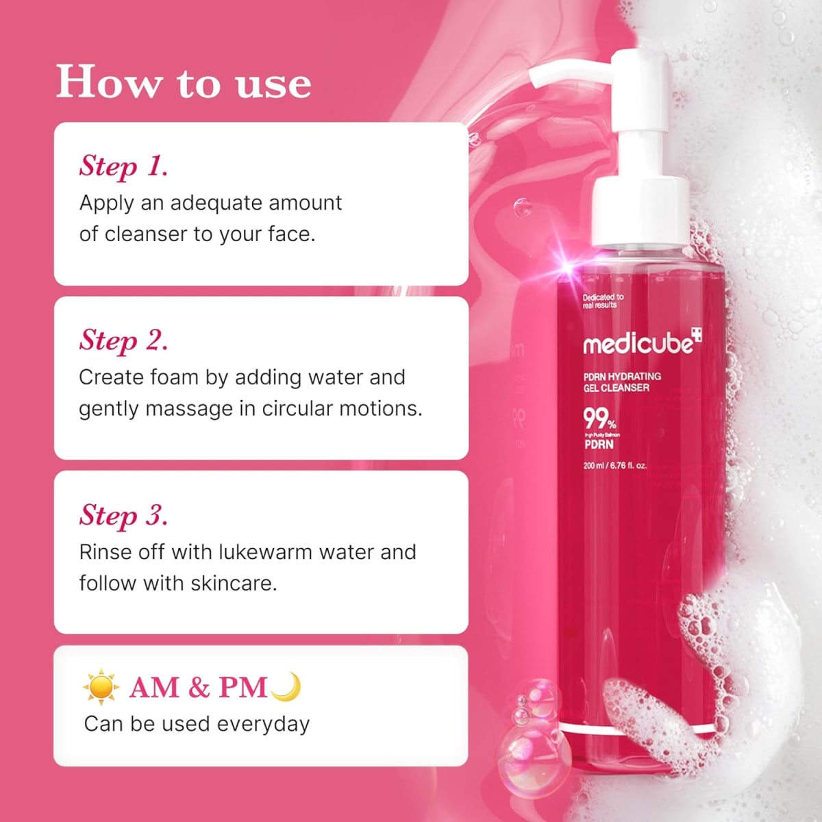 MEDICUBE – PDRN Hydrating Gel Cleanser – Jabón de Limpieza 200ml3
