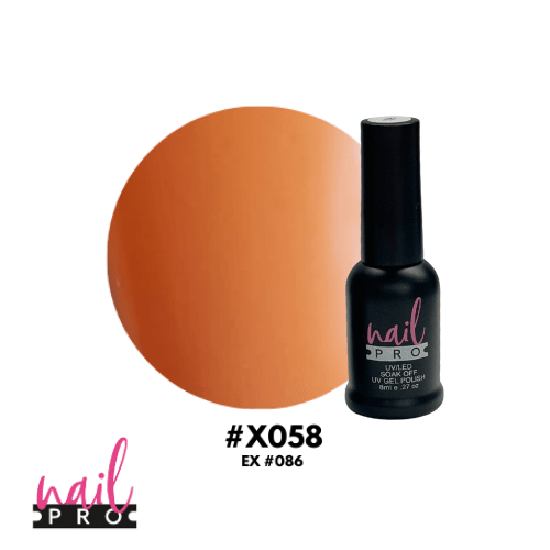 NAIL PRO Esmalte Permanente 8 ml X058 (ex086) Naranjo Pastel Fluor 0