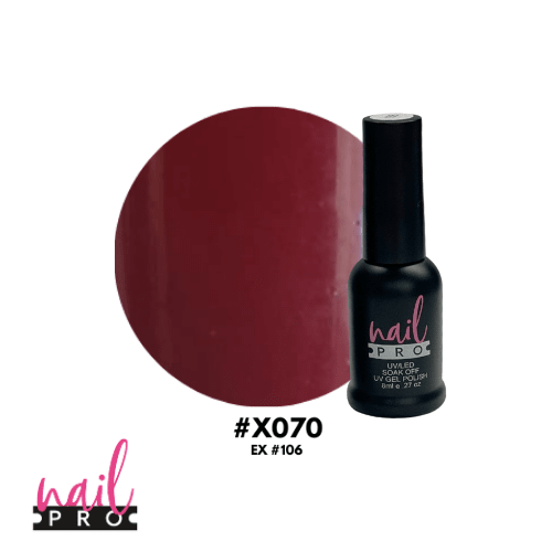 NAIL PRO Esmalte Permanente 8 ml X070 (ex106) Rojo Vino 0