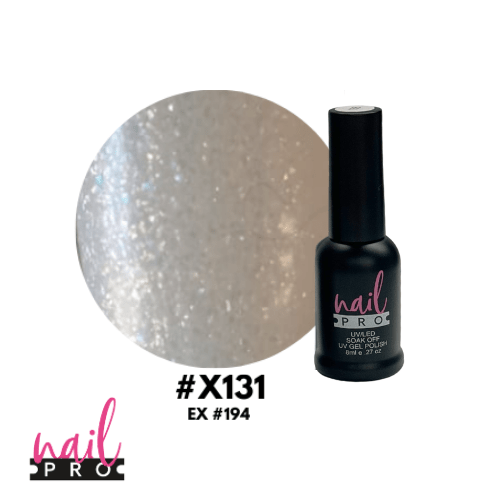 NAIL PRO Esmalte Permanente 8 ml X131 (ex194) Traslúcido micro glitter tornasol 0