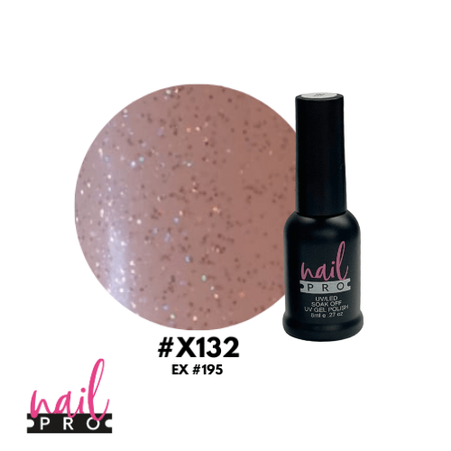 NAIL PRO Esmalte Permanente 8 ml X132 (ex195) Rosa traslúcido micro glitter 0