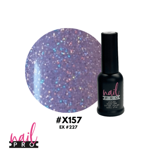 NAIL PRO Esmalte Permanente 8 ml X157 (ex227) Morado pastel con micro glitter 0