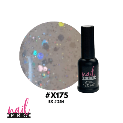 NAIL PRO Esmalte Permanente 8 ml X175 (ex254) Glitter Traslúcido holo 0