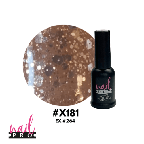 NAIL PRO Esmalte Permanente 8 ml X181 (ex264) Glitter dorado 0