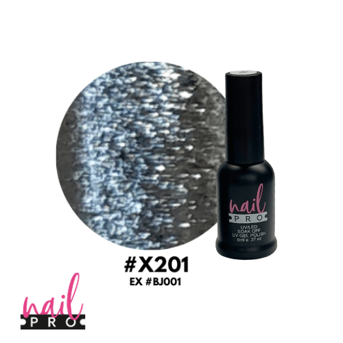 NAIL PRO Esmalte Permanente 8 ml X201 (exBJ001) Plateado glitter intenso 0