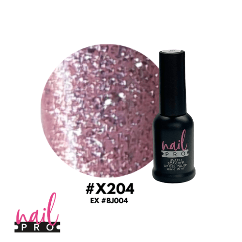 NAIL PRO Esmalte Permanente 8 ml X204 (exBJ004) Rosado Glitter intenso 0