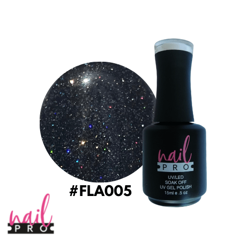 NAIL PRO Esmalte Permanente FLASH 005 REFLECTANTE Negro 0