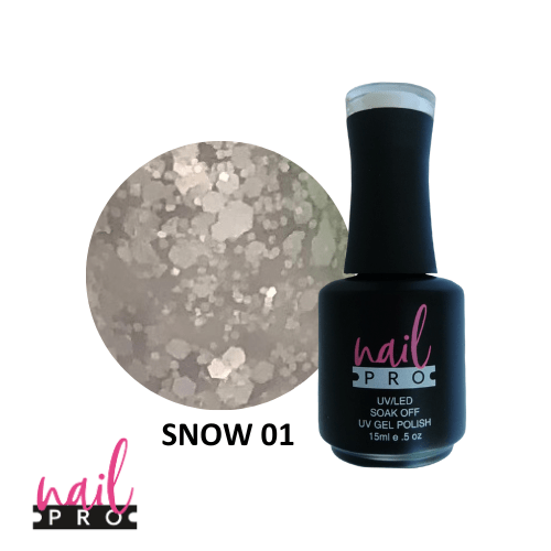 NAIL PRO Esmalte Permanente SNOW01 Esmalte transparente con glitter blanco 0