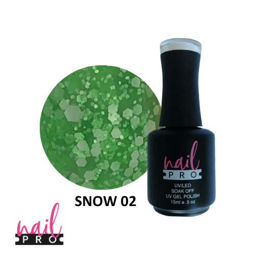NAIL PRO Esmalte Permanente SNOW02 Esmalte transparente con glitter Verde 0