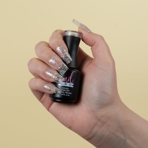 NAIL PRO Esmalte Permanente X174 Glitter Traslúcido silver2