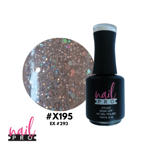 NAIL PRO Esmalte Permanente X195 Plateado con glitter holo 0
